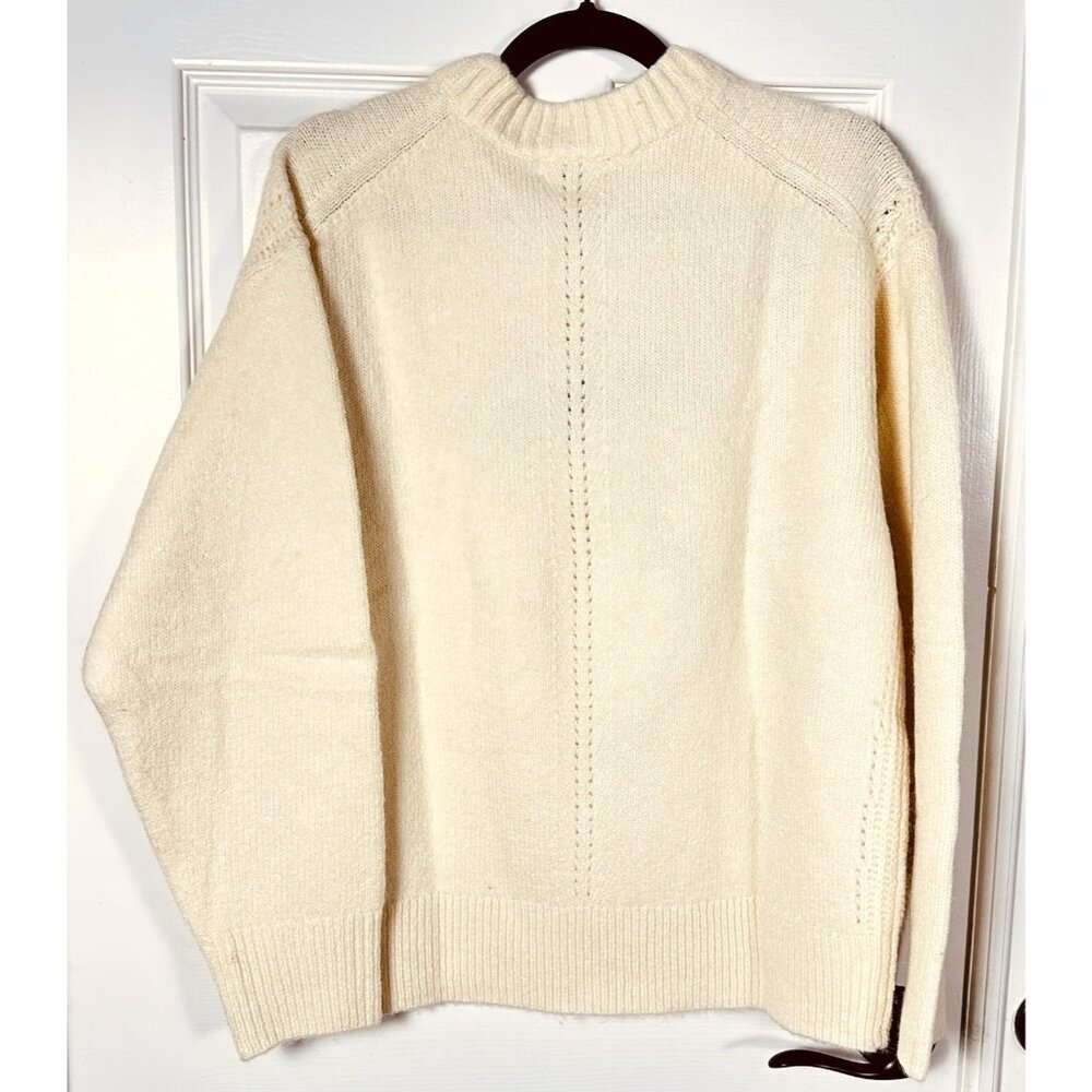J.Crew Womens Relaxed Bow Print Crewneck Pullover Small Cream Knit Coquette NWT - Picture 8 of 14